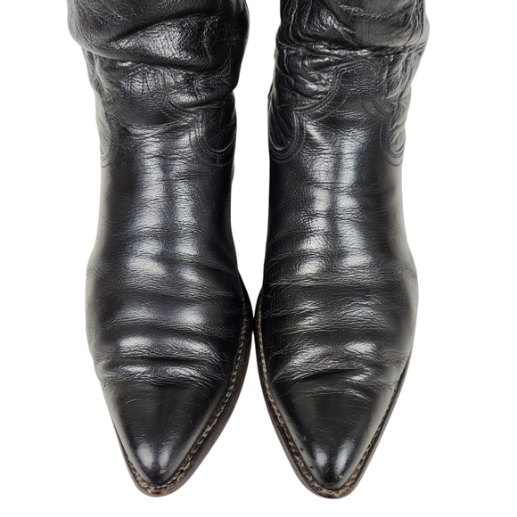 Justin Boot Co Vintage Black Leather Western Cowboy Boots Slouchy Mens Size 10 E - Picture 8 of 13